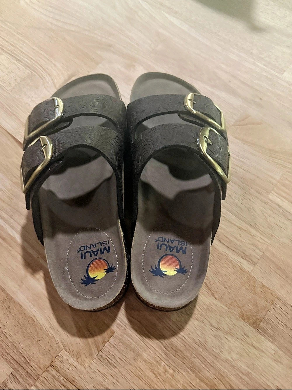 Maui Island Double Buckle Sandals in Black